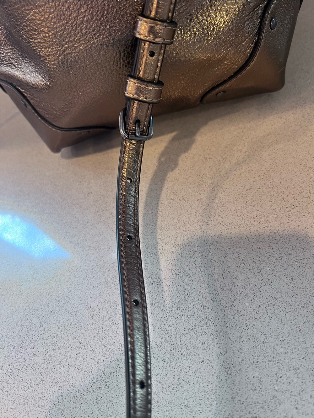 Coach Metallic Bronze Leather Drawstring Crossbody Bag F35363 BABY MICKIE - Picture 10 of 16